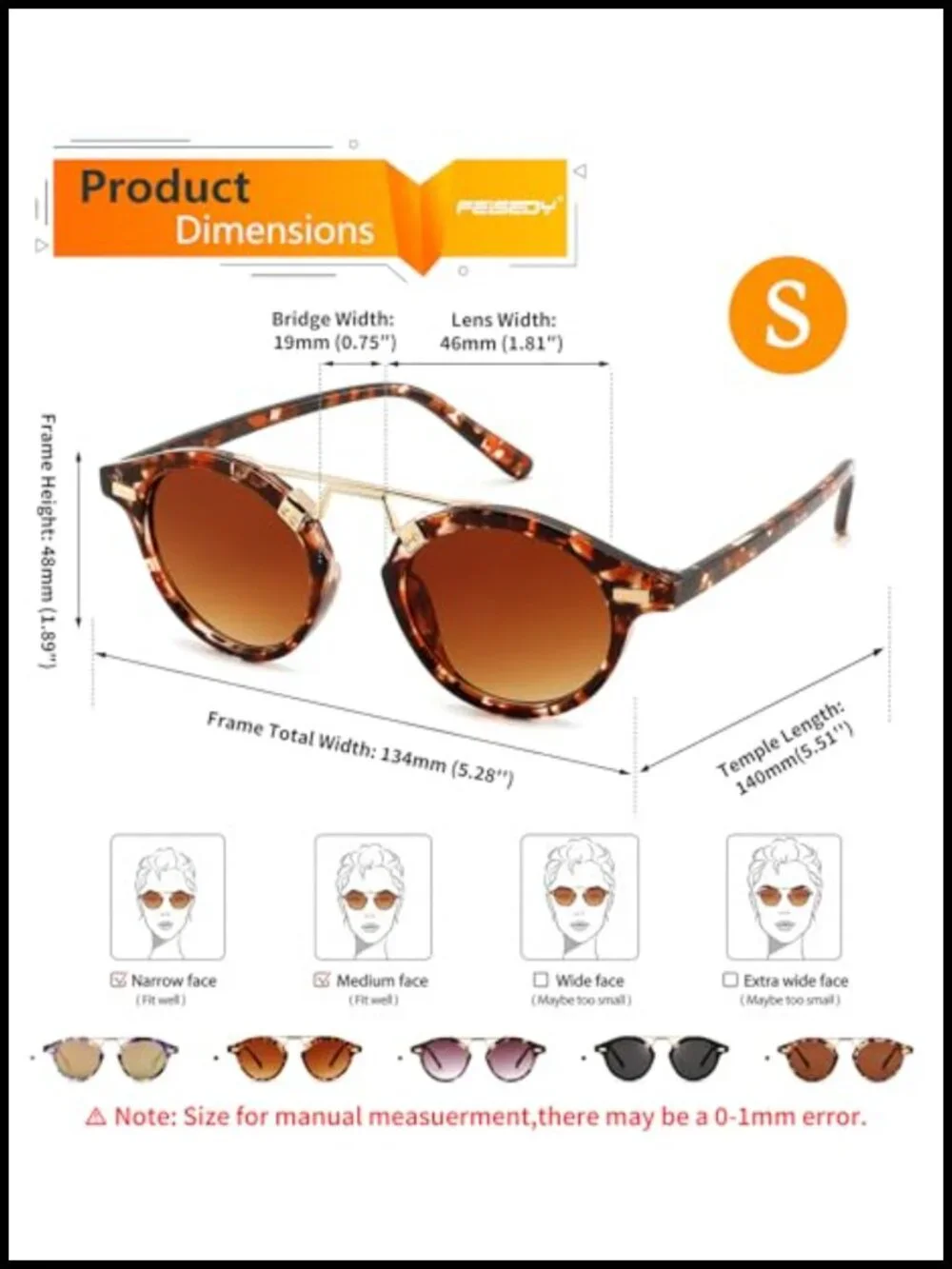 Retro Round Metal Brow Sunglasses with UV400 Protection for Small Face